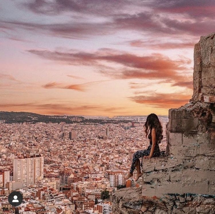 Looking over Barcelona at sunset