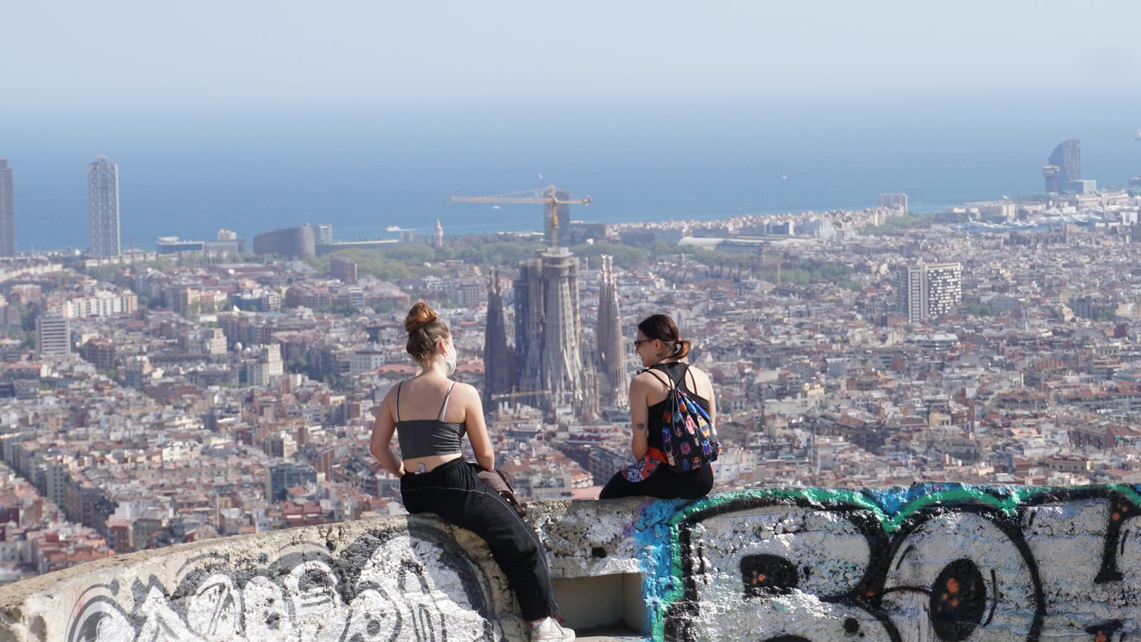 A student looking over the Barcelona skyline