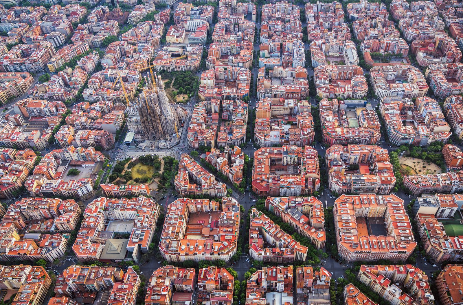 Aerial view of Barcelona's Eixample district