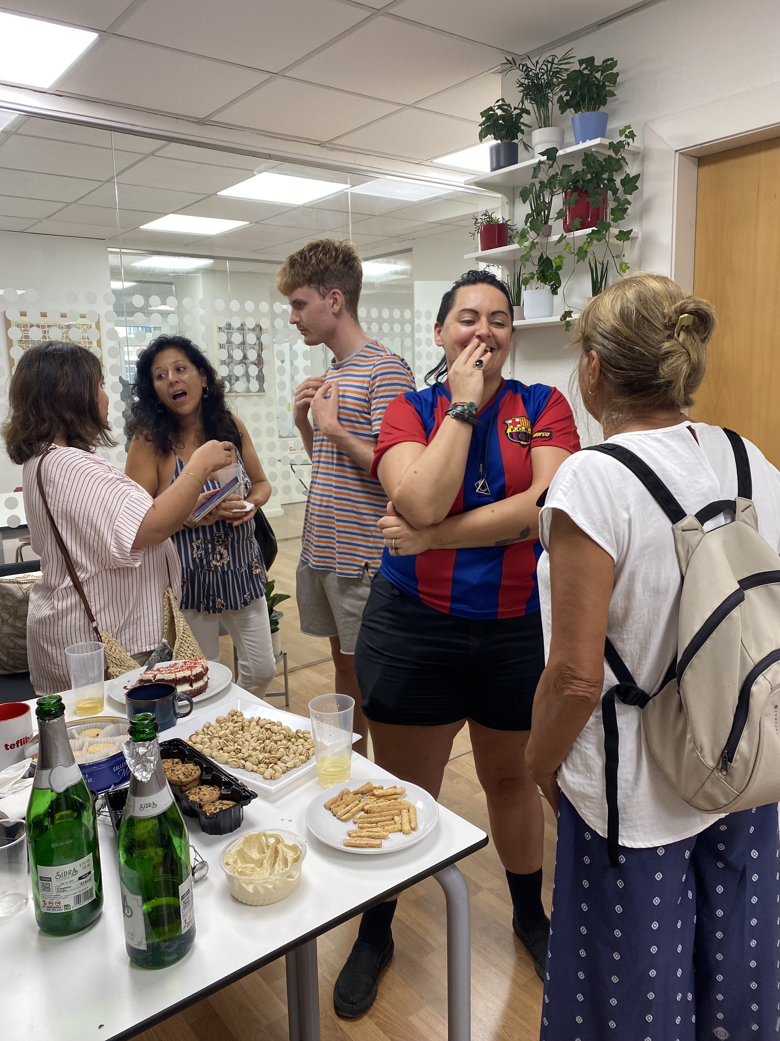 Students sharing a home-cooked lunch in Spain