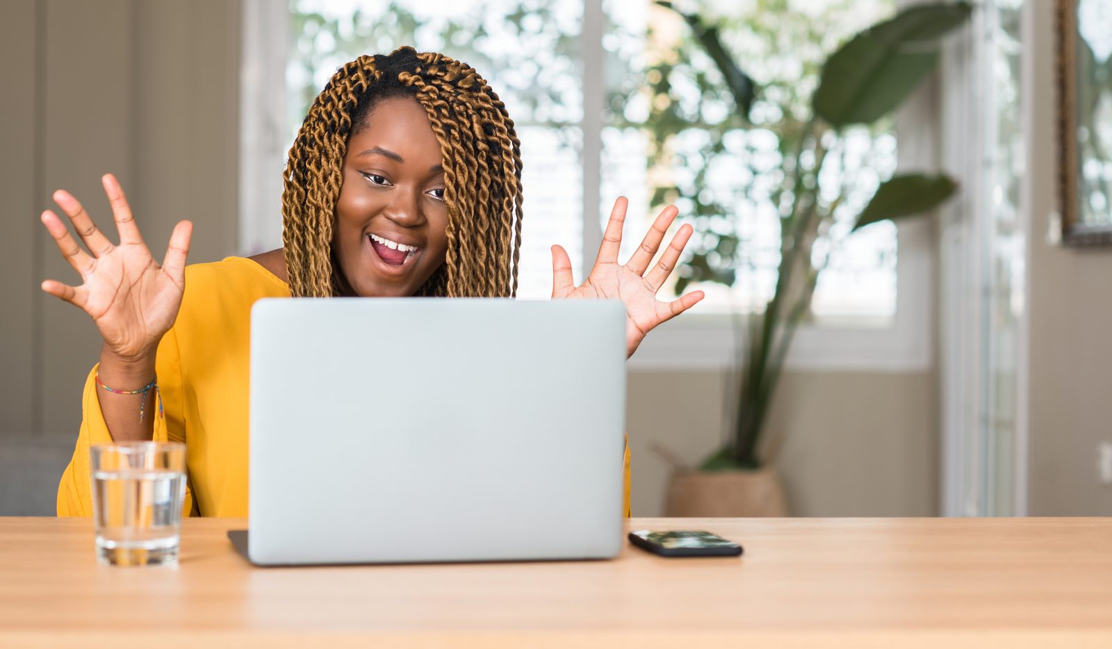 A student on a video call about her application